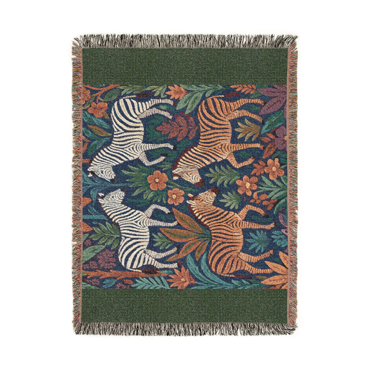 Zebra Jungle Tapestry Woven Blanket | Boho Animal Pattern