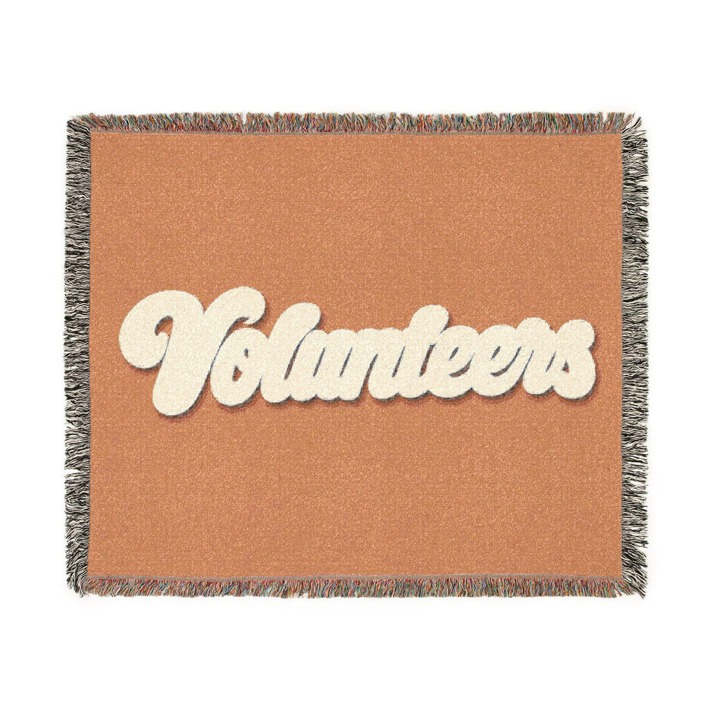 Volunteers Woven Blanket | Retro Script Throw, Team Volunteer Decor