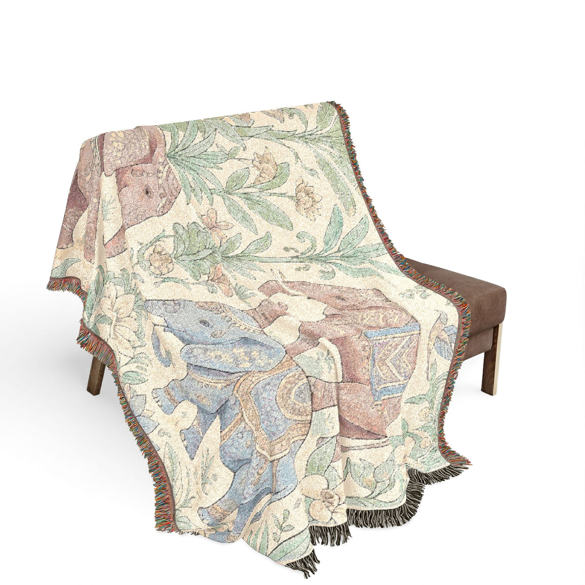 Boho Elephants Woven Blanket | Tapestry Animal Throw