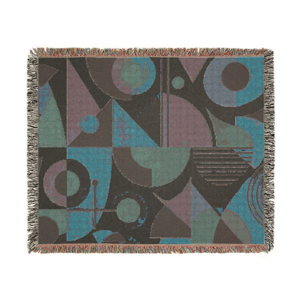 Mid-Century Mod Geometric Woven Blanket | Retro Modern Throw