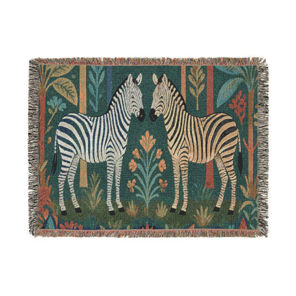 Zebra Tapestry Woven Blanket | Boho Safari Animal Throw