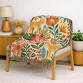 Floral Leopard Pattern Woven Blanket | Botanical Jungle Throw