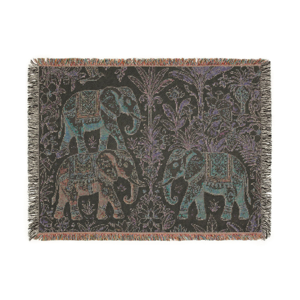 Boho Elephants Woven Blanket | Tapestry Animal Throw