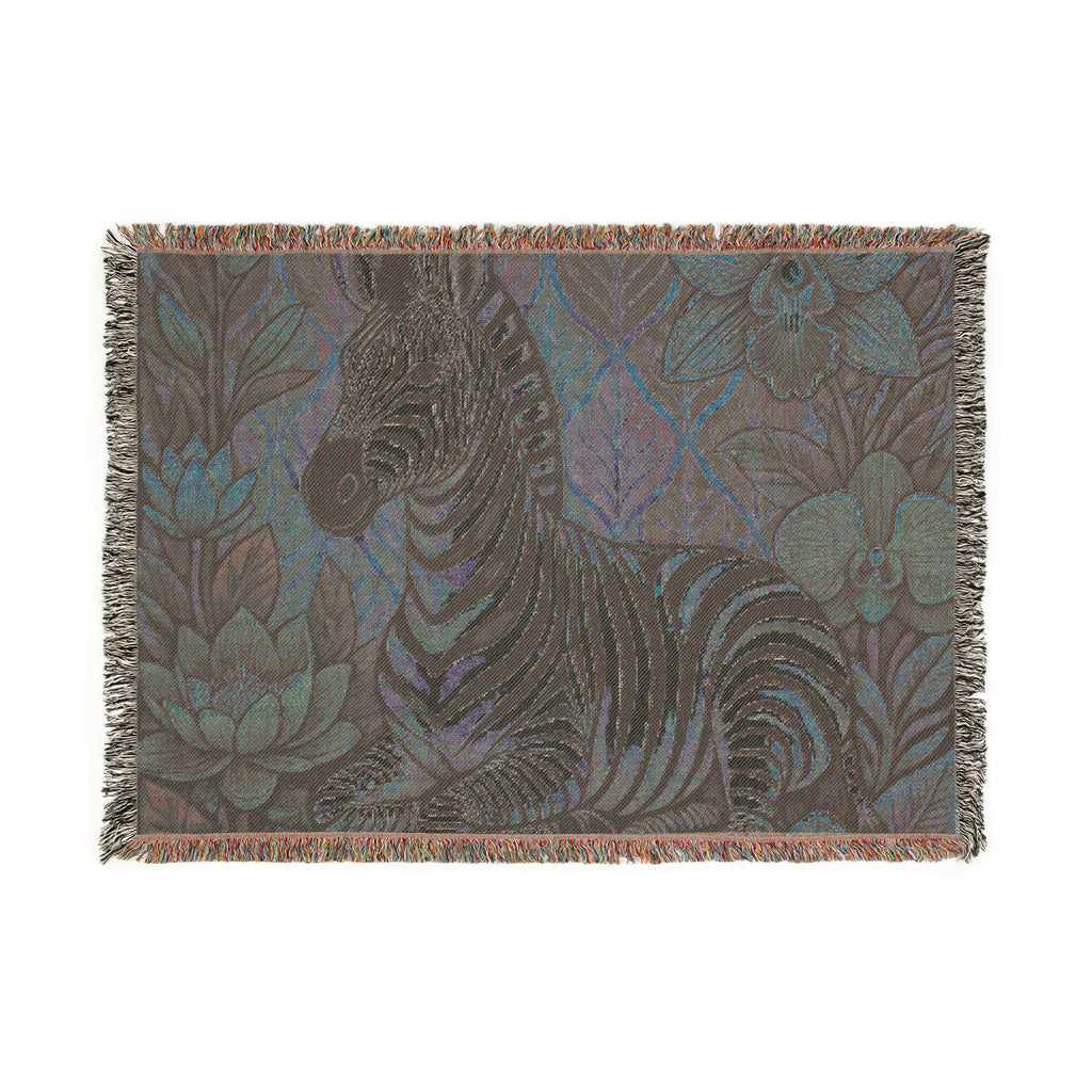 Zebra Floral Woven Blanket | Boho Safari Animal Throw