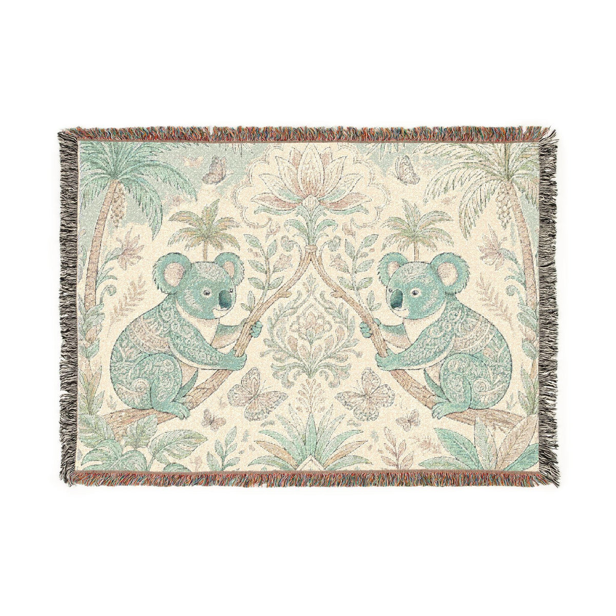 Koala Botanical Tapestry Woven Blanket | Jungle Animal Throw