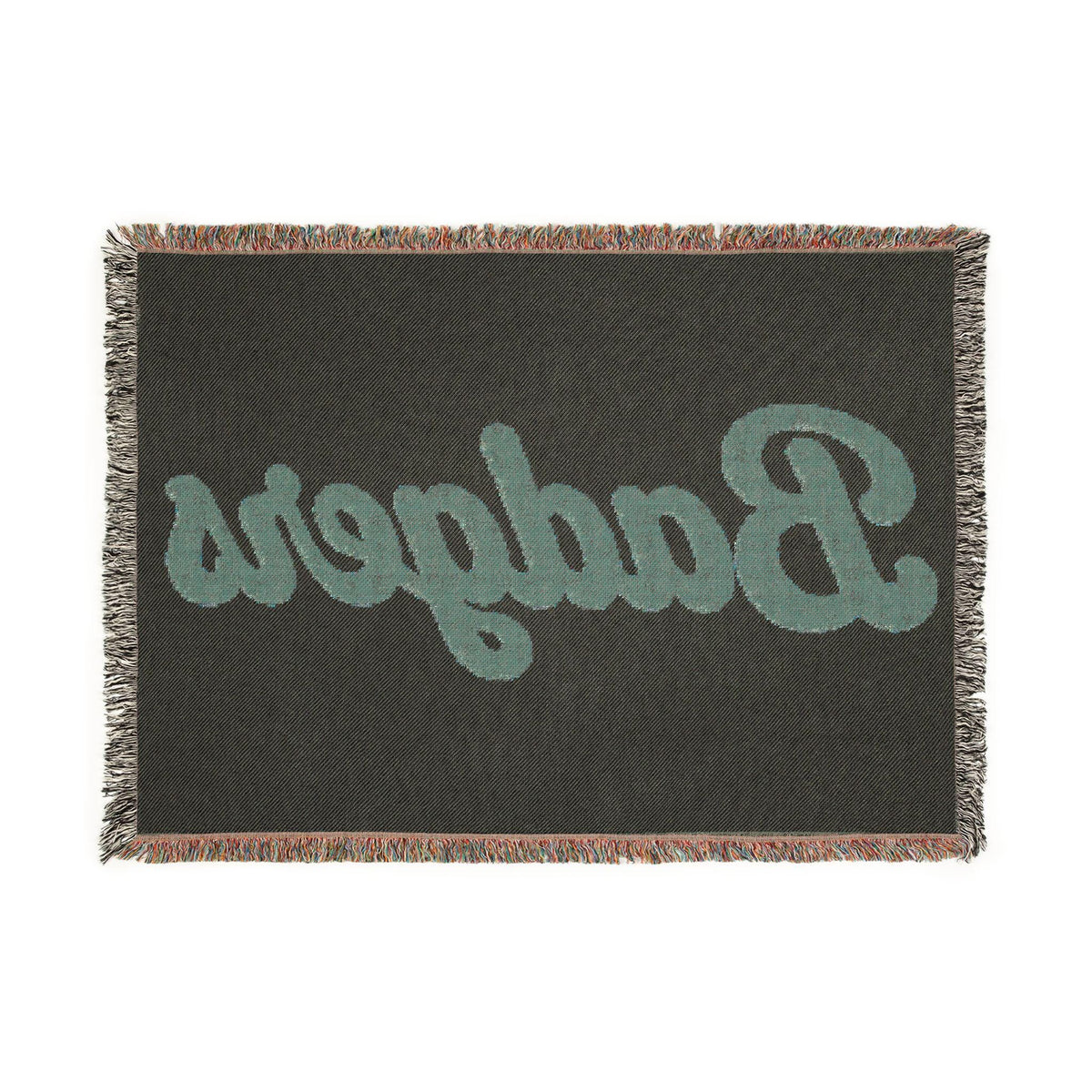 Badgers Woven Blanket | Retro Script Logo, Reversible Fringe Throw