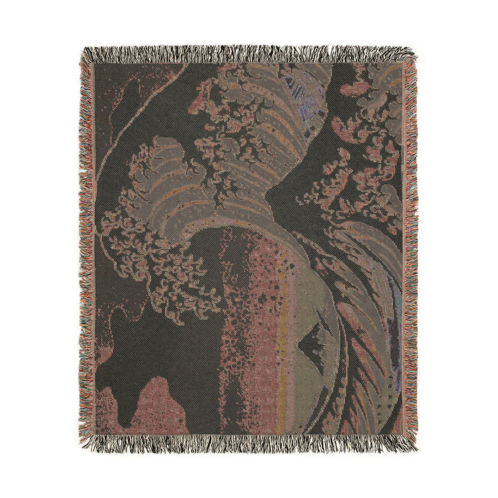 Great Wave woven blanket | Hokusai inspired ocean tapestry throw