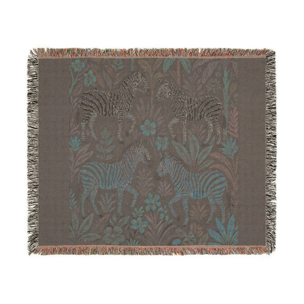 Zebra Jungle Tapestry Woven Blanket | Boho Animal Pattern