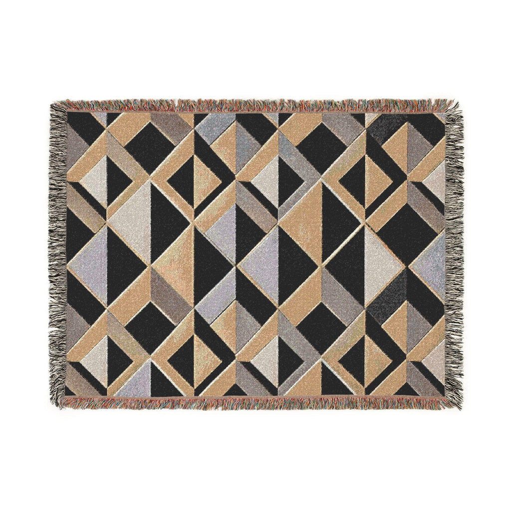 Geometric Art Deco Woven Blanket | Mid-Century Diamond Pattern Throw