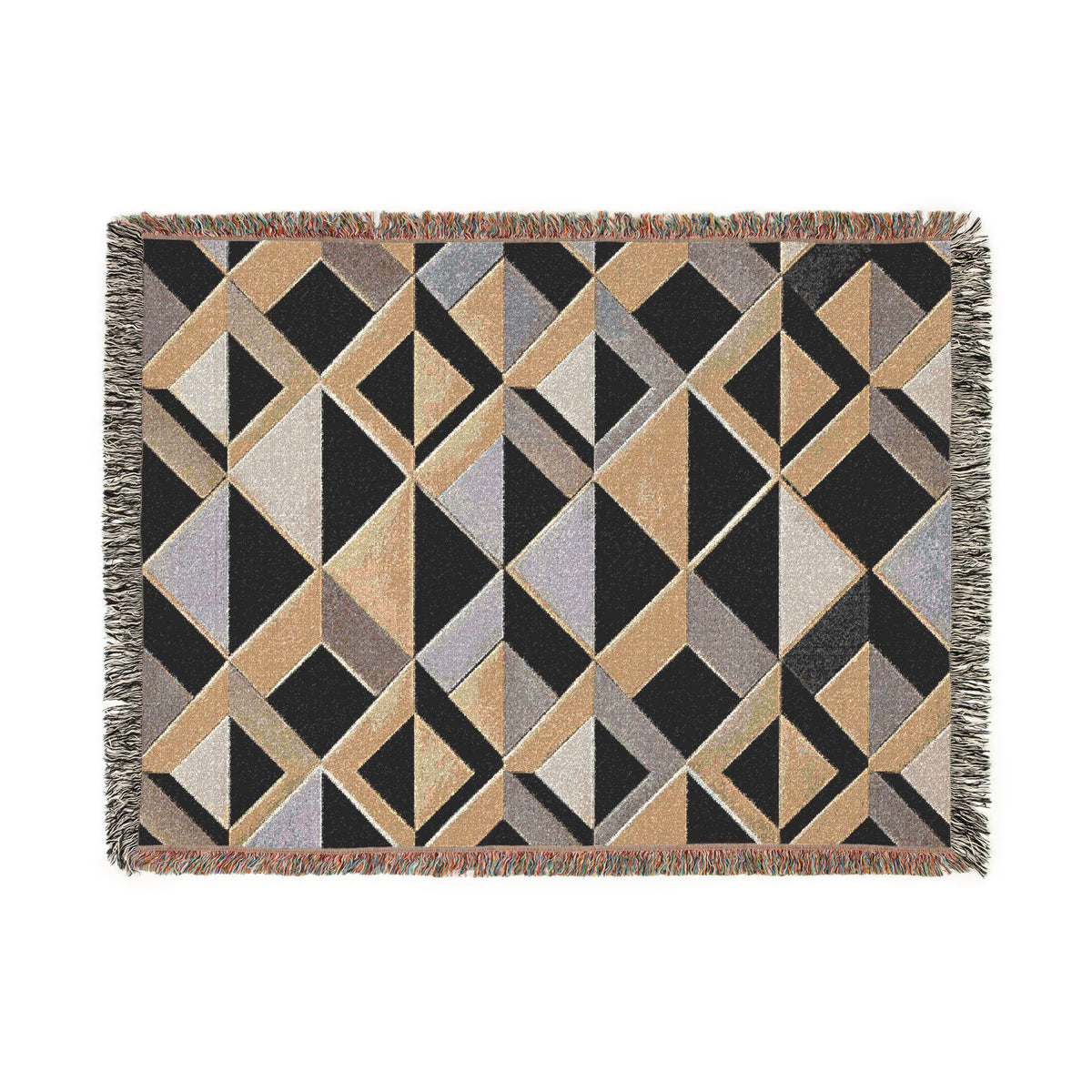 Geometric Art Deco Woven Blanket | Mid-Century Diamond Pattern Throw
