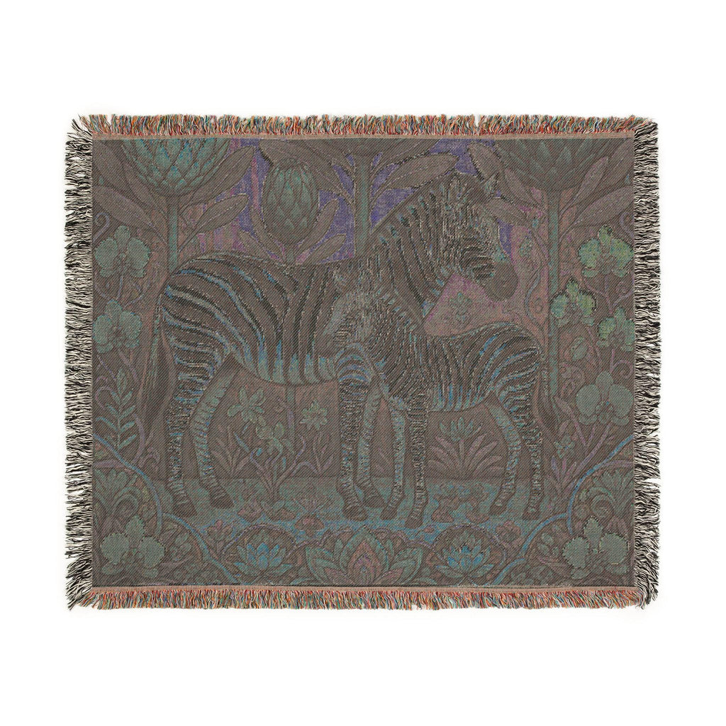 Zebra Mother and Foal woven blanket | Safari Nursery Tapestry Throw