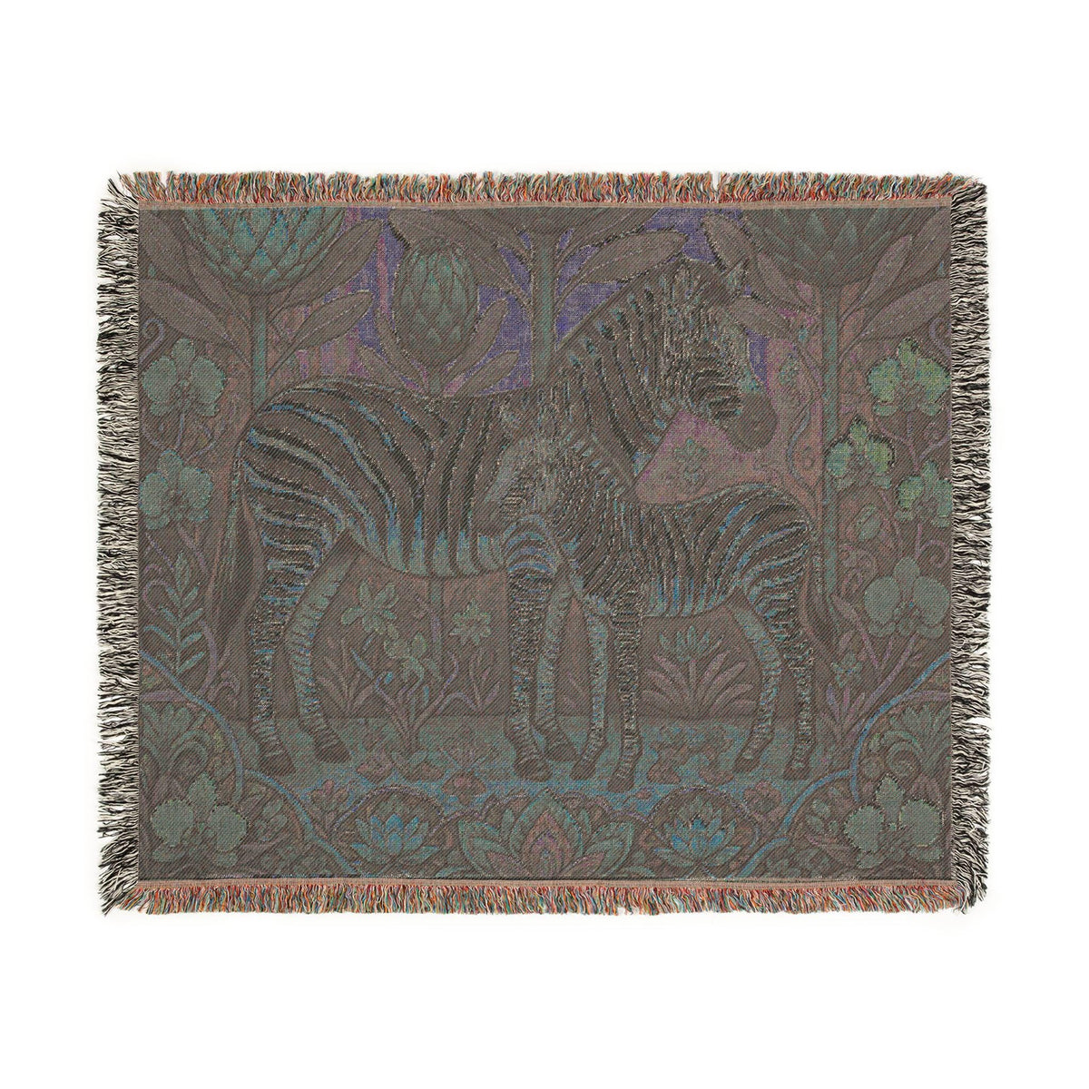 Zebra Mother and Foal woven blanket | Safari Nursery Tapestry Throw