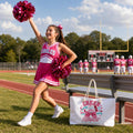 Cheer Bow Megaphone Design Weekender | Cheerleading Tote Bag, Pink Energy