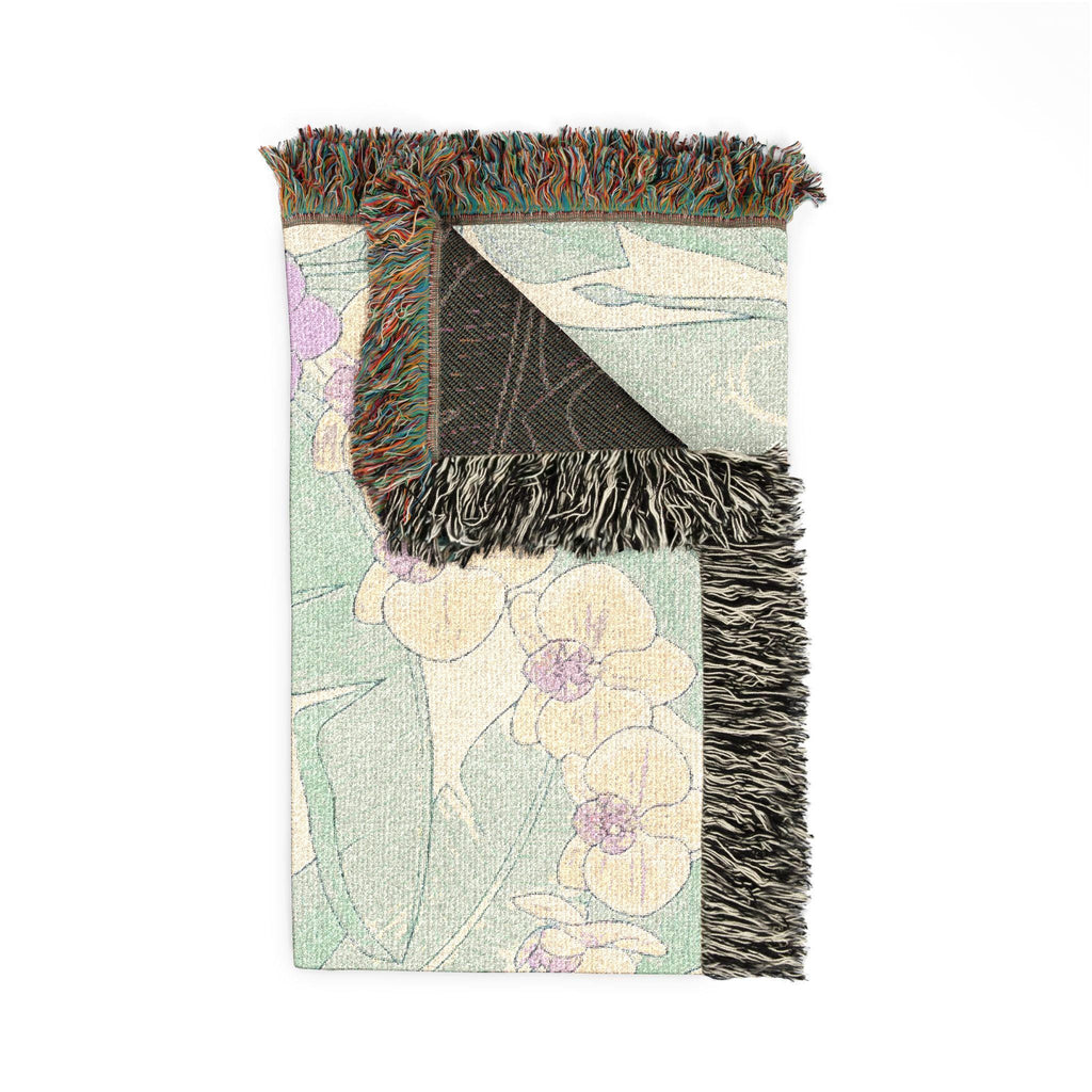 Art Nouveau Elephant Pattern Woven Blanket | Floral Tapestry Throw
