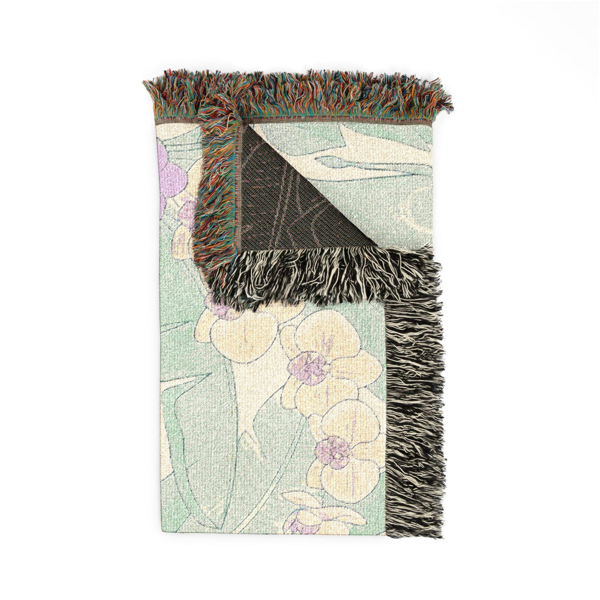 Art Nouveau Elephant Pattern Woven Blanket | Floral Tapestry Throw