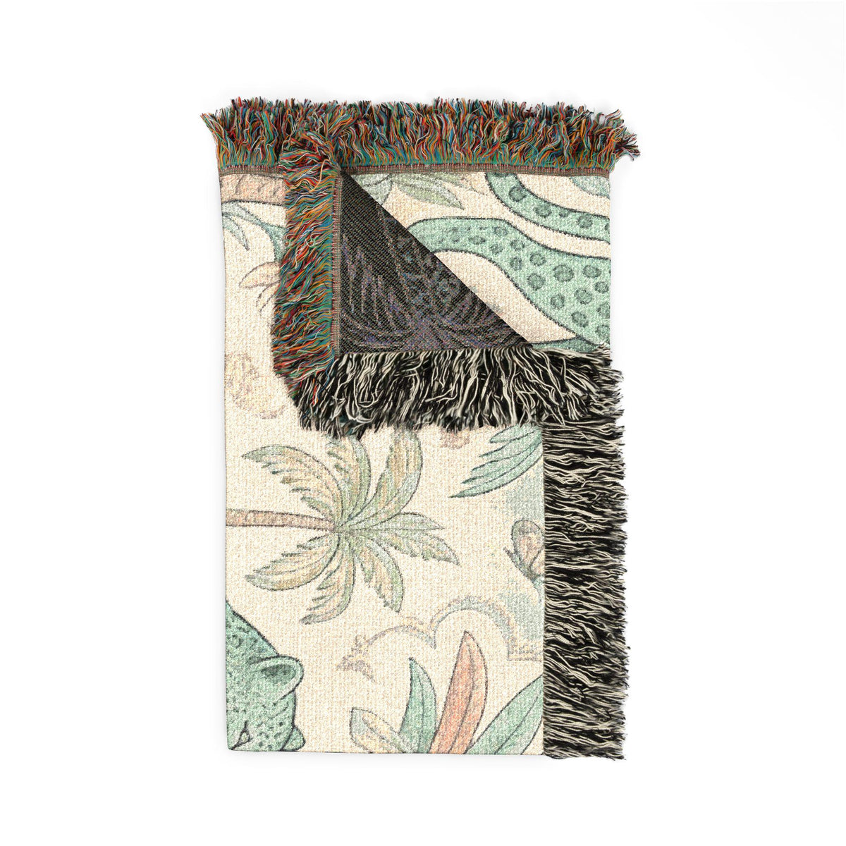 Paisley Tiger Tapestry Woven Blanket | Boho Palm Motif