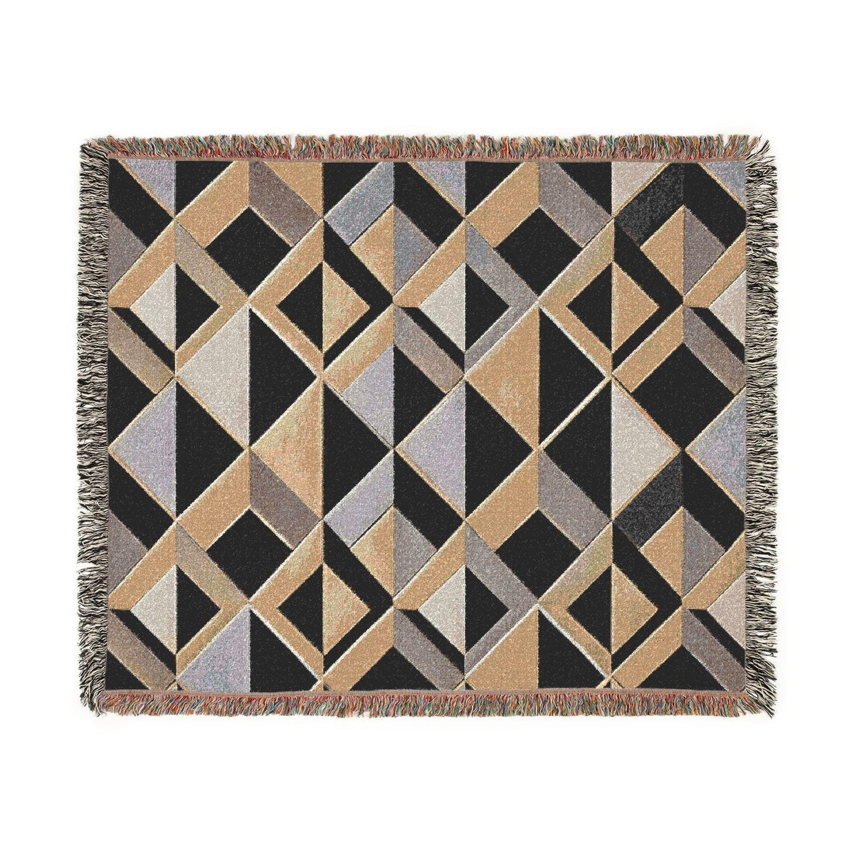 Geometric Art Deco Woven Blanket | Mid-Century Diamond Pattern Throw