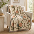 Vintage Floral Trellis Woven Blanket | Tapestry Throw