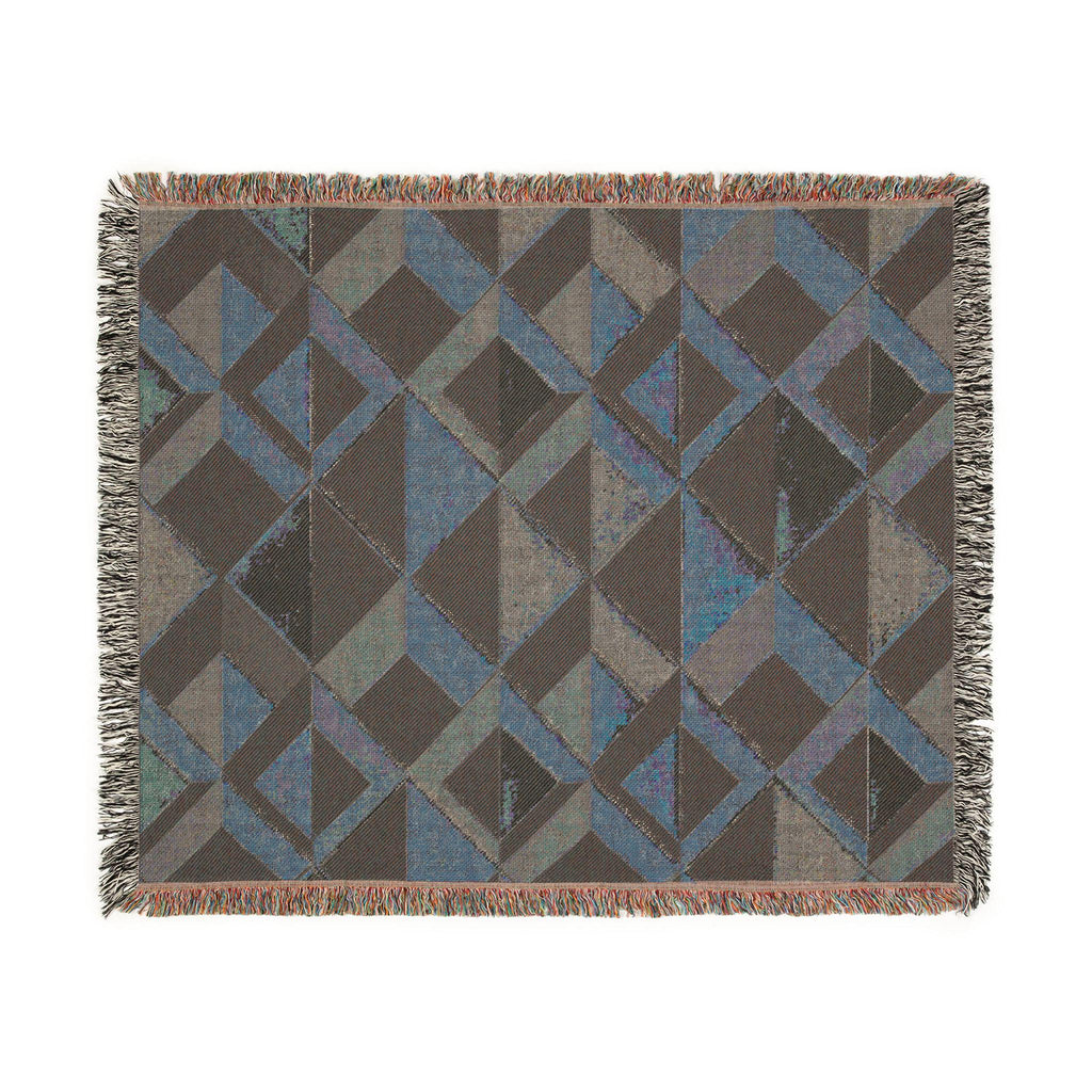 Geometric Art Deco Woven Blanket | Mid-Century Diamond Pattern Throw
