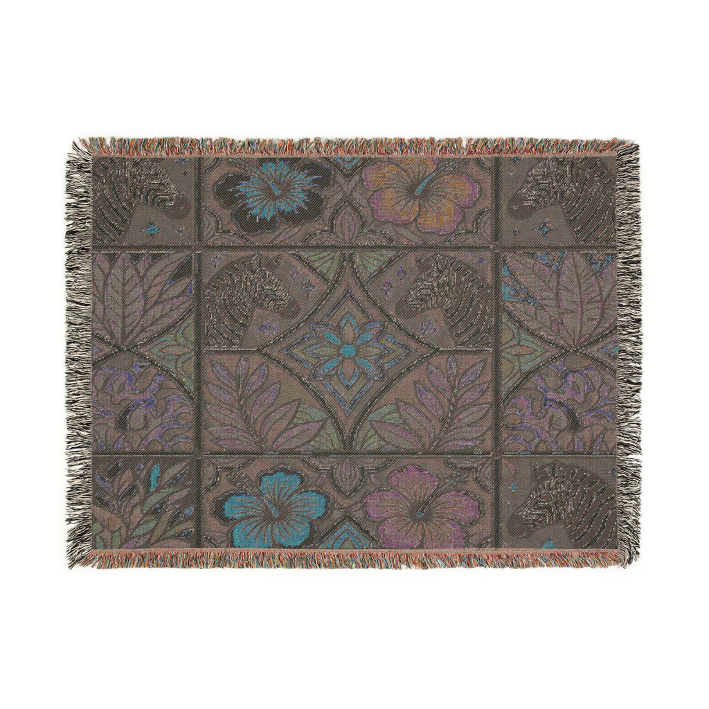 Victorian Floral Tile Woven Blanket | Tapestry Throw, Decorative Jacquard