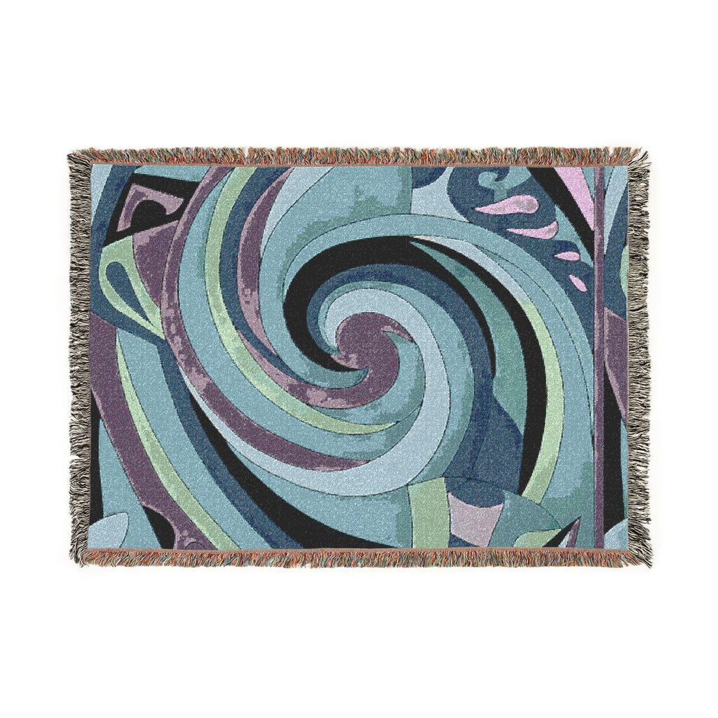 Swirling Abstract Spiral Woven Blanket | Geometric Mosaic Throw