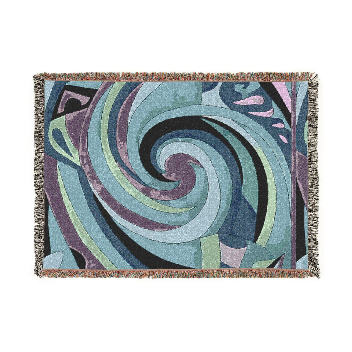 Swirling Abstract Spiral Woven Blanket | Geometric Mosaic Throw