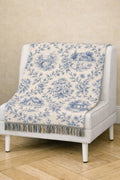 Toile Pattern Woven Blanket | Classic Scenic Toile Throw