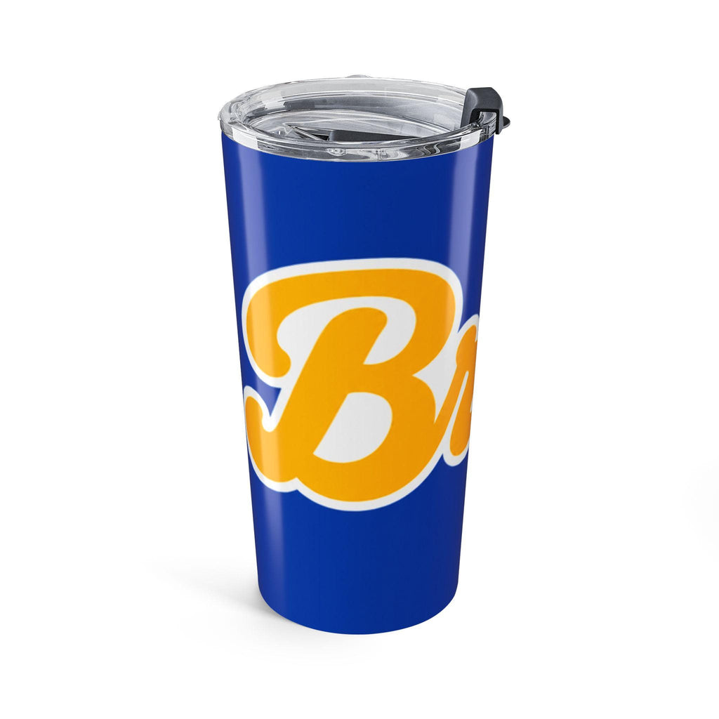 Bruins Script Logo Tumbler | 20oz Blue Yellow Stainless Travel Cup