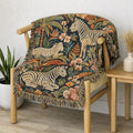 Jungle Zebra Tapestry Woven Blanket | Safari Animal Pattern Throw