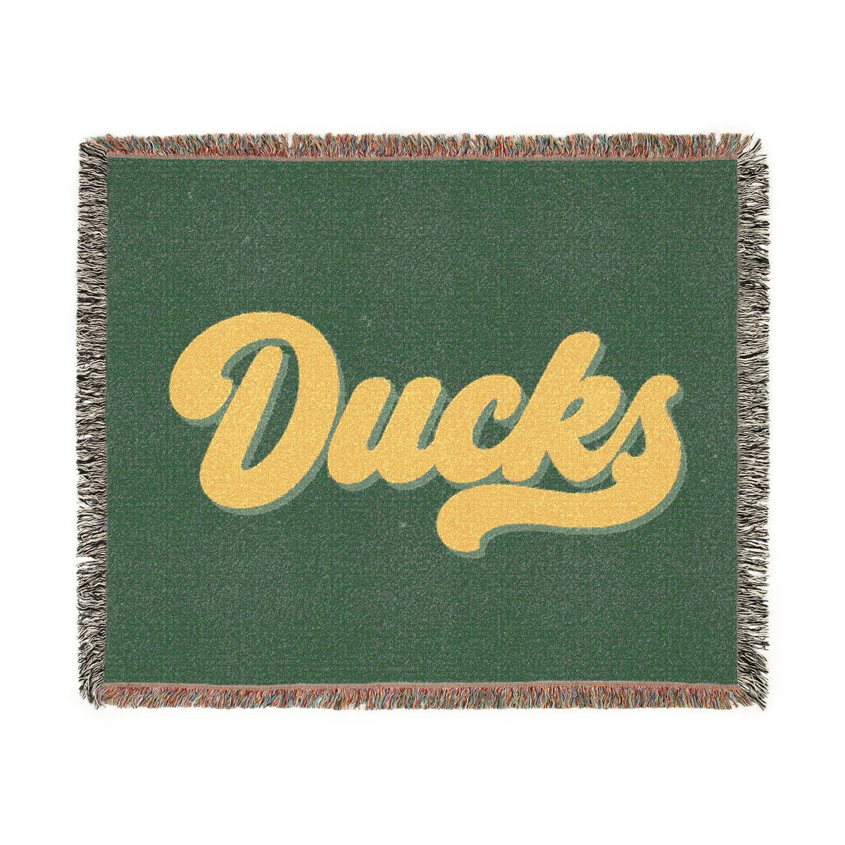 Ducks script logo Woven Blanket | collegiate team throw, fringed tapestry