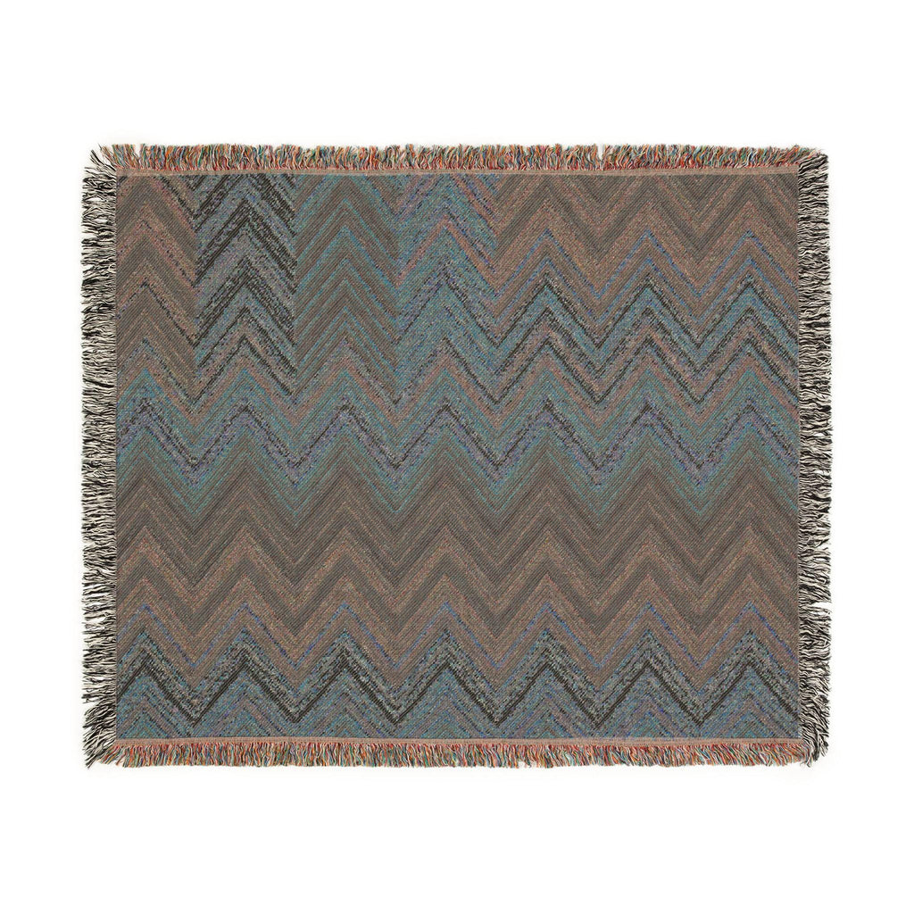 Chevron Aztec Pattern Woven Blanket | Southwestern Throw, Fringe Edge