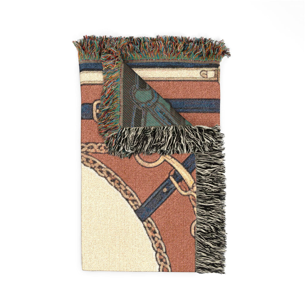 Equestrian Chic Woven Blanket | Horse Pattern Throw