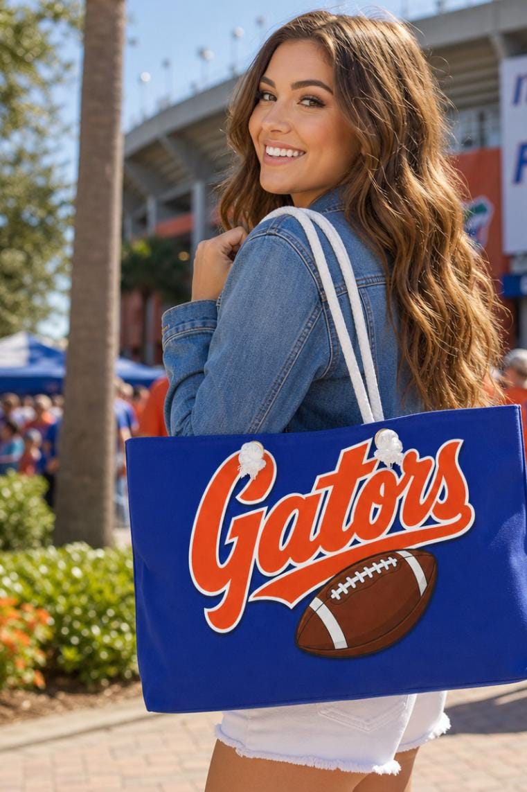 Gators Football Weekender Bag | Large Travel Tote, Blue Orange