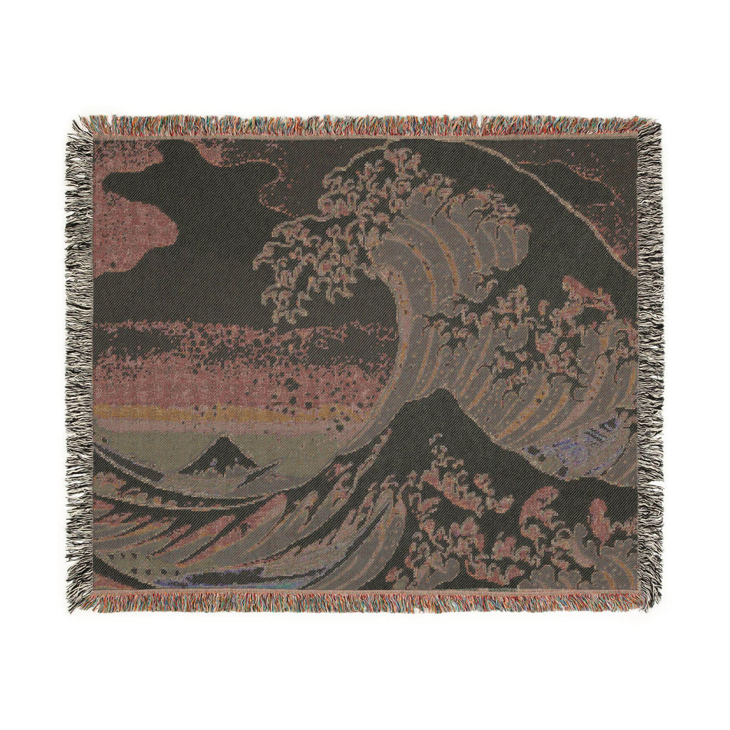 Wave Woven Blanket | Hokusai Inspired Ocean Tapestry Throw