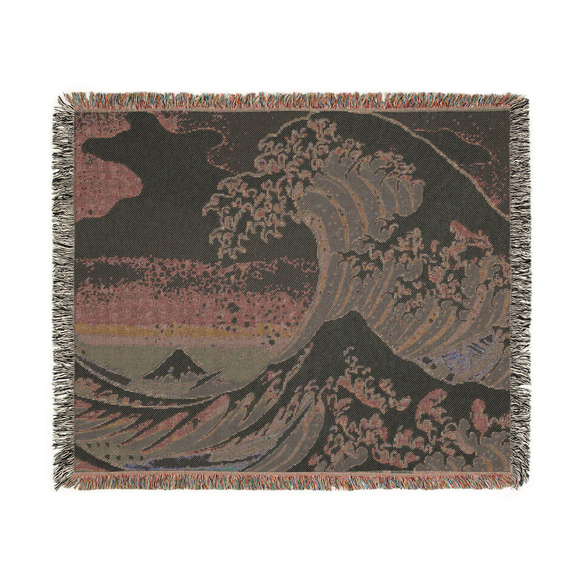 Wave Woven Blanket | Hokusai Inspired Ocean Tapestry Throw