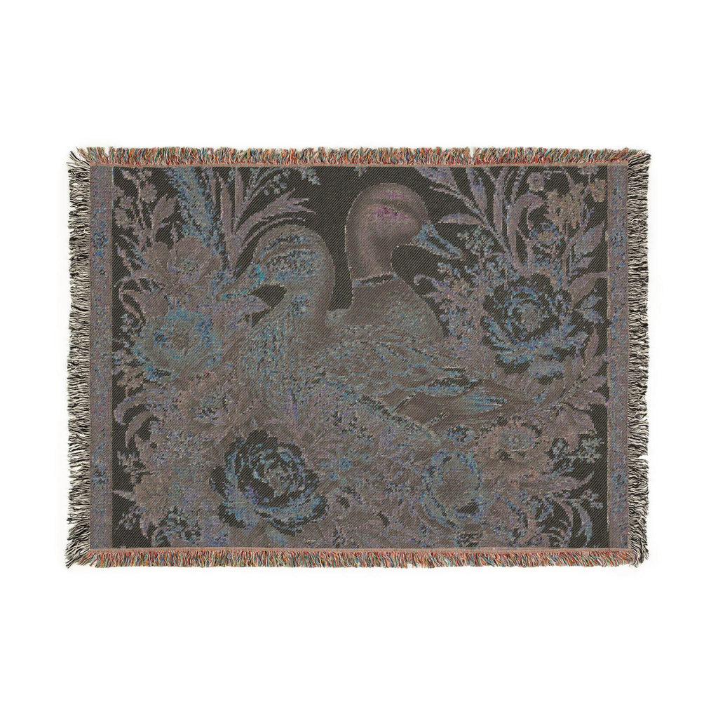 Mallard Duck floral tapestry Woven Blanket | Vintage Bird Throw Blanket