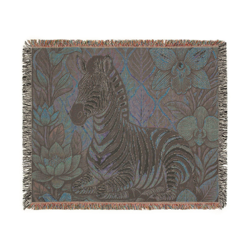Zebra Floral Woven Blanket | Boho Safari Animal Throw