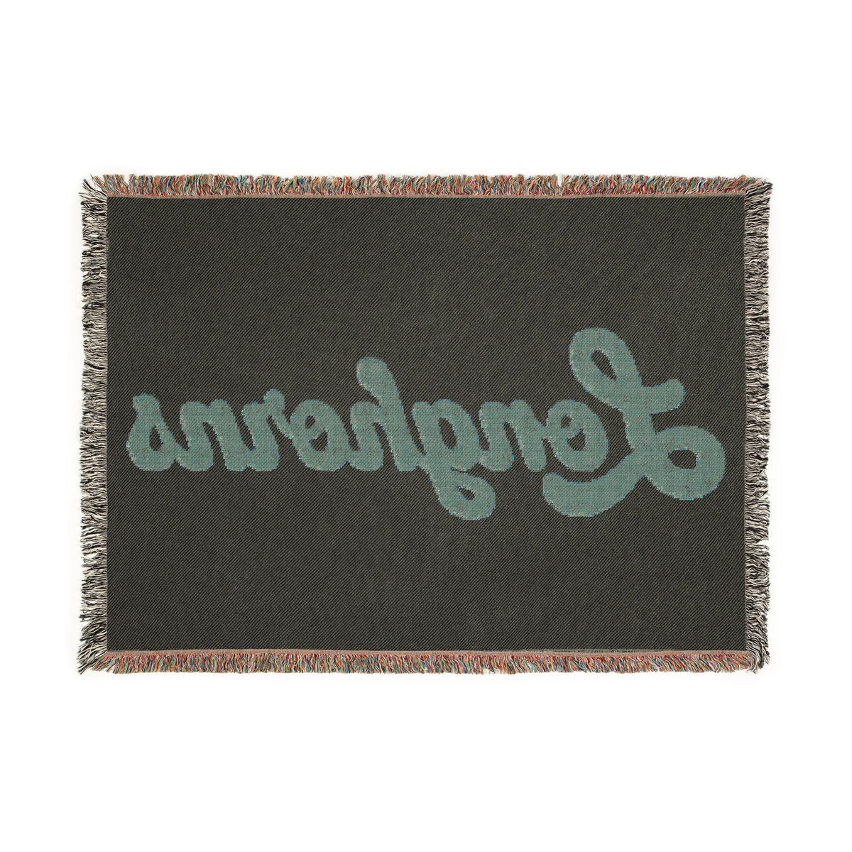 Longhorns script Woven Blanket | fringed throw, retro cowhide colors