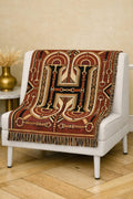 Rustic Geometric Throw, Southwestern Equestrian Initial Tapestry