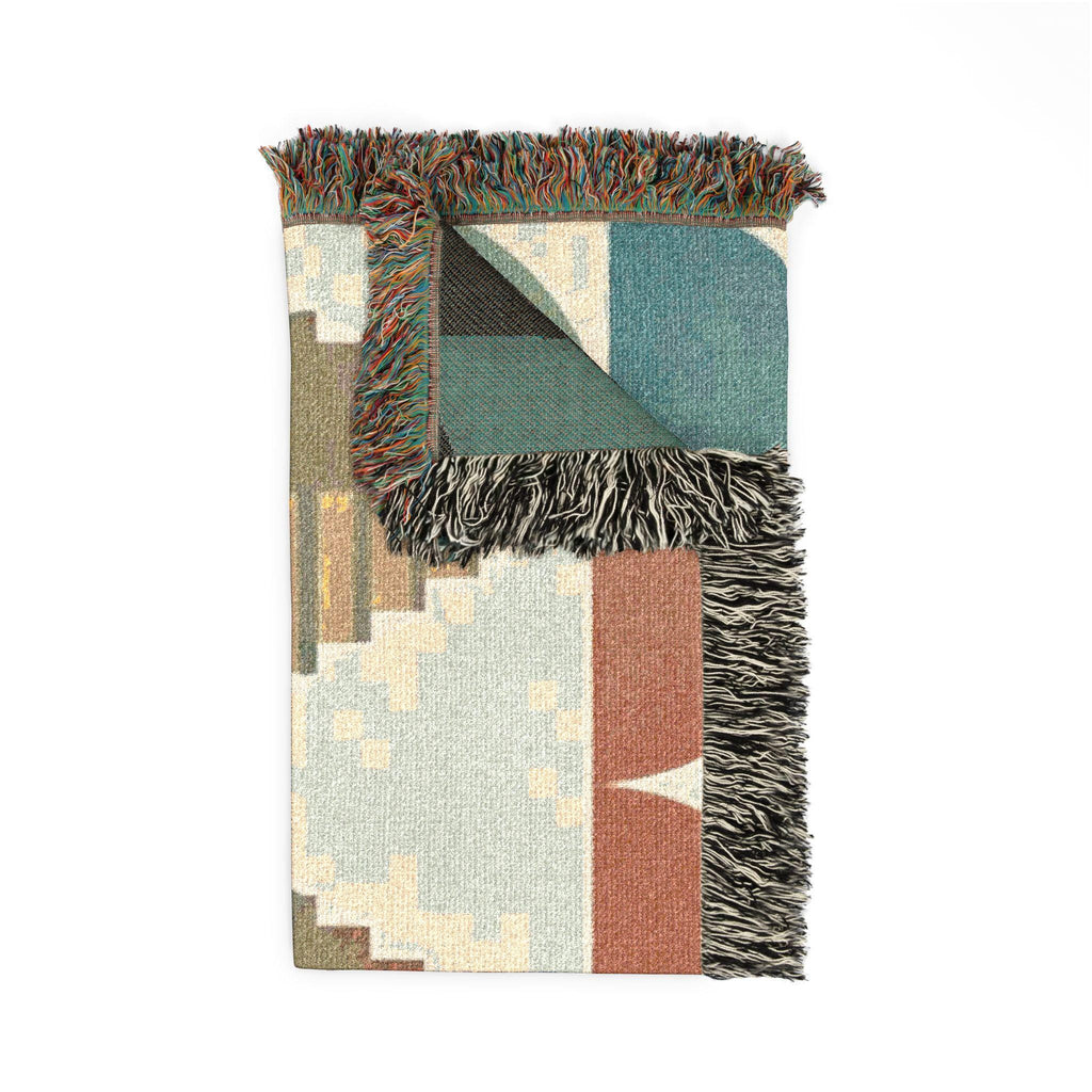 Southwest Geo Pattern Woven Blanket | Pyramid Arc Throw, Earth Tones