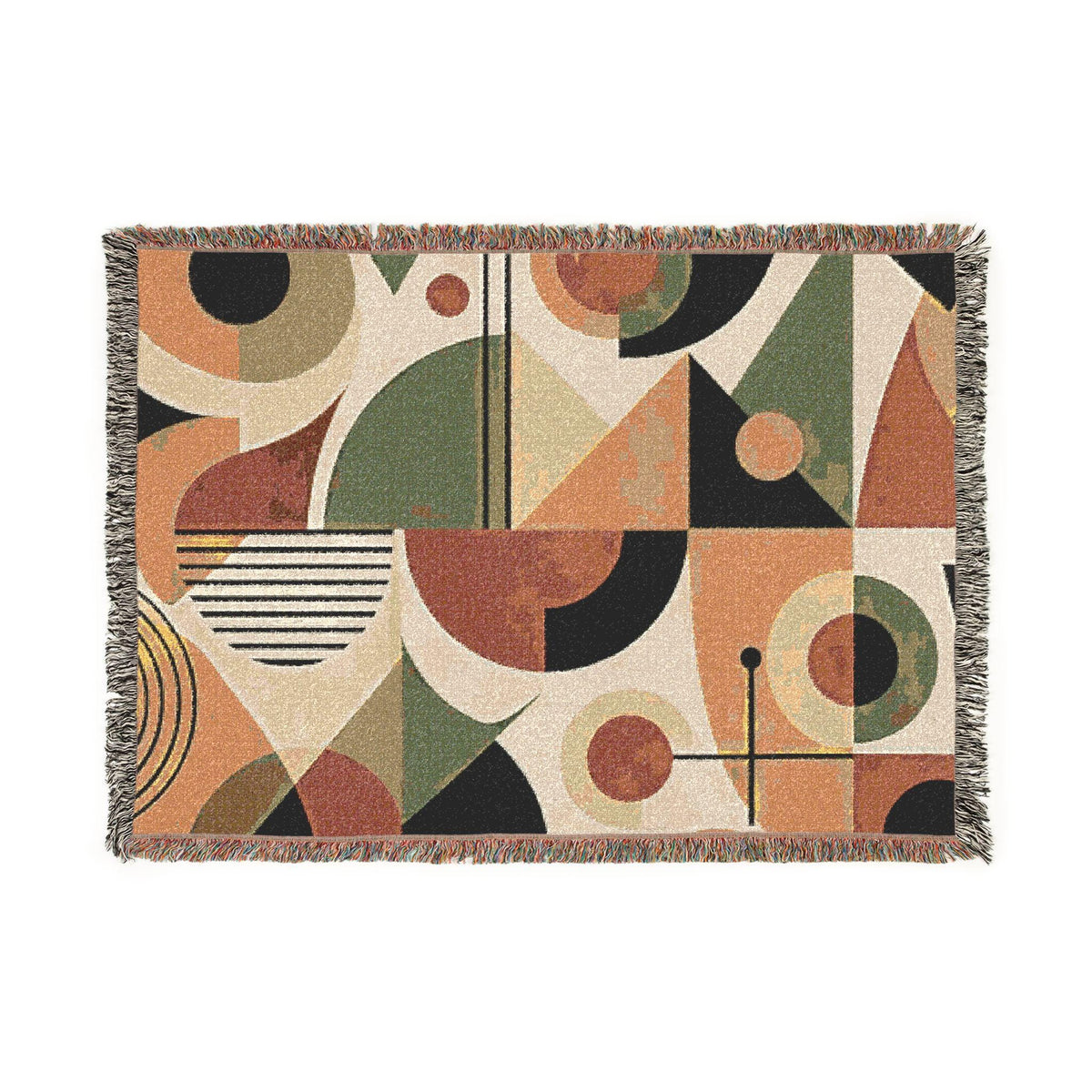 Mid-Century Mod Geometric Woven Blanket | Retro Modern Throw
