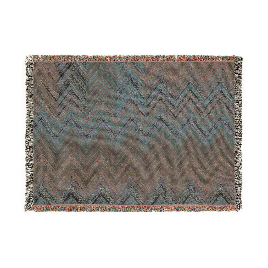 Chevron Aztec Pattern Woven Blanket | Southwestern Throw, Fringe Edge