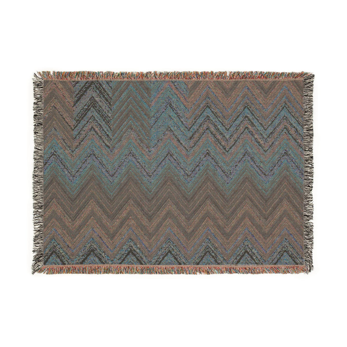 Chevron Aztec Pattern Woven Blanket | Southwestern Throw, Fringe Edge