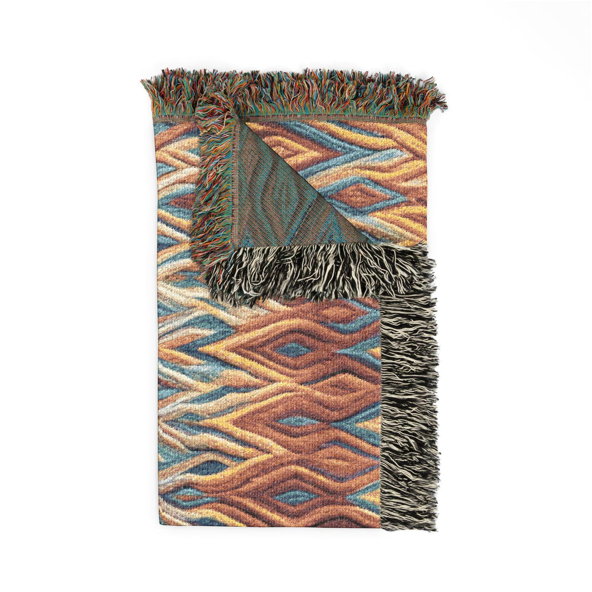 Southwestern Diamond Pattern Woven Blanket | Aztec Throw with Fringe