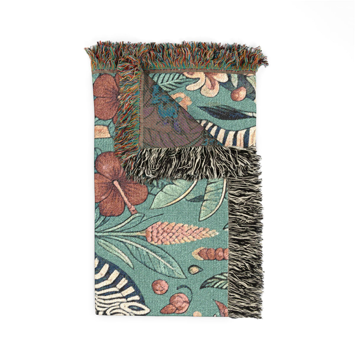 Zebra Botanical Tapestry Blanket | Woven Fringe Throw, Floral Safari Decor