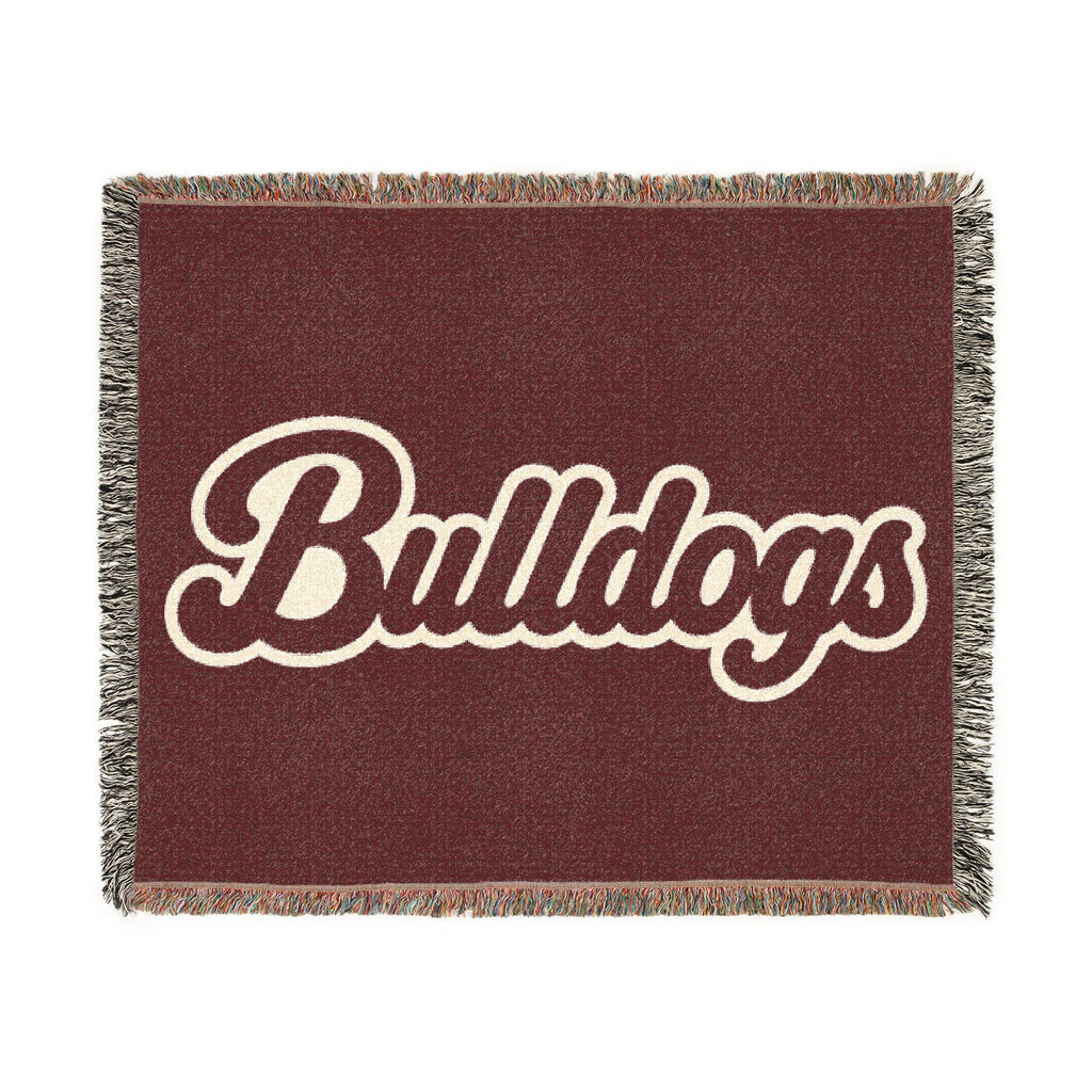 Bulldogs Script Woven Blanket | Team Script Logo, Maroon and Cream