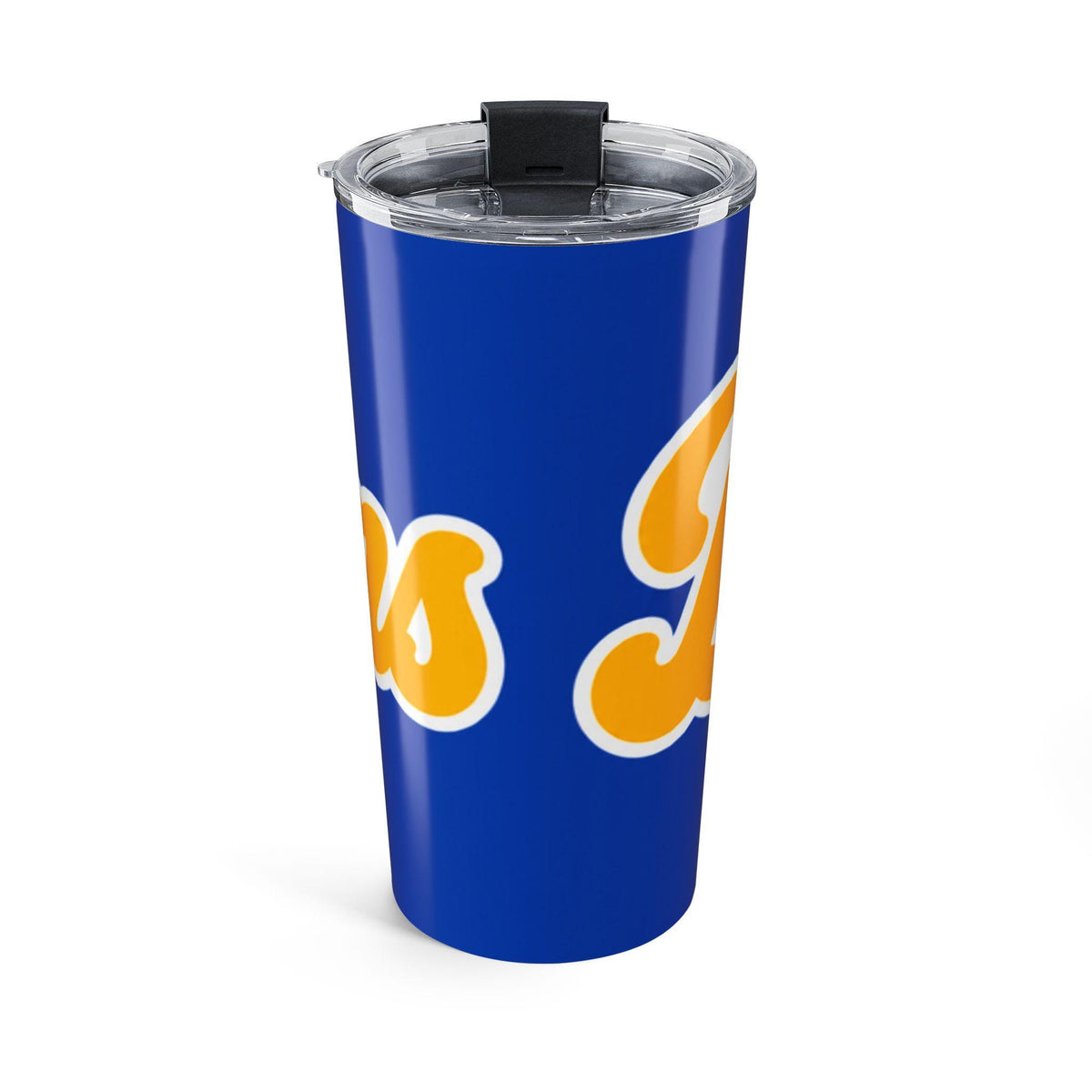 Bruins Script Logo Tumbler | 20oz Blue Yellow Stainless Travel Cup