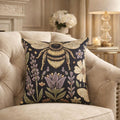Bee and Wildflower Woven Pillow | Floral Garden Tapestry Cushion