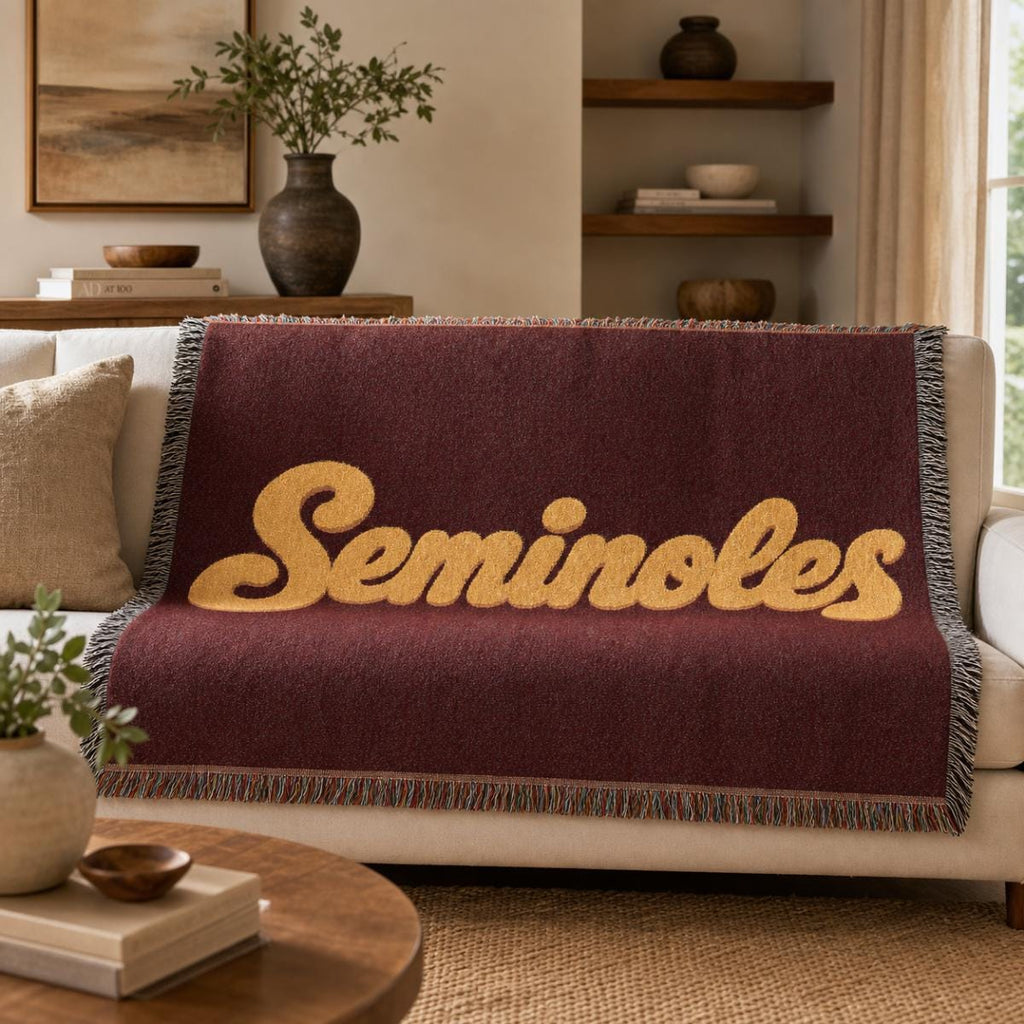 Seminoles Woven Blanket | Script Logo Throw Blanket, Team Colors
