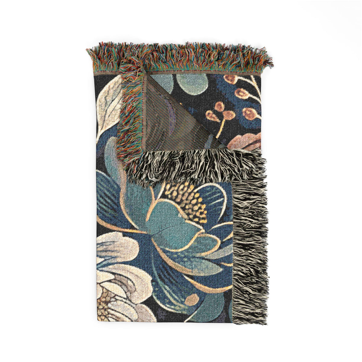 Modern Floral Woven Blanket | Botanical Pattern Throw, Neutral Home Decor